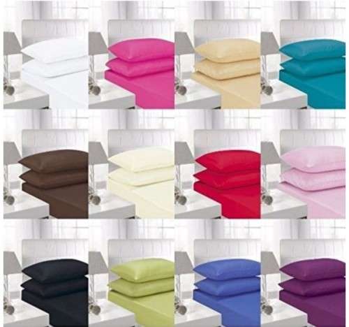 Luxury Plain Poly Cotton Fitted Sheet For All Bedding** Size:Queen