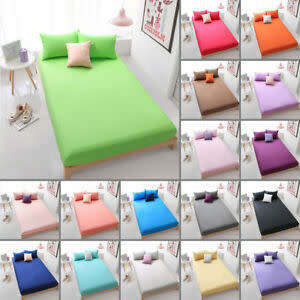 Luxury Plain Poly Cotton Fitted Sheet For All Bedding** Size:Queen