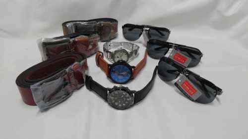 MENS STUNNING BELT WITH SUPERB WATCH/SHADES** COMBO** *BARGAIN 1x3pce combo per bid