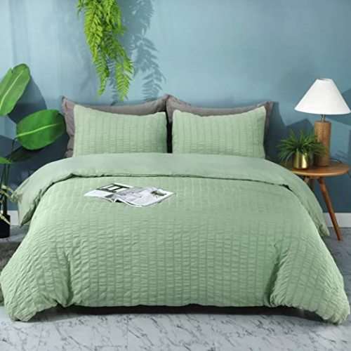Luxury Arrivals stunning**WOW*Seersucker**Ruffle-Pleated-Duvet Cover Set*colur:pistachio