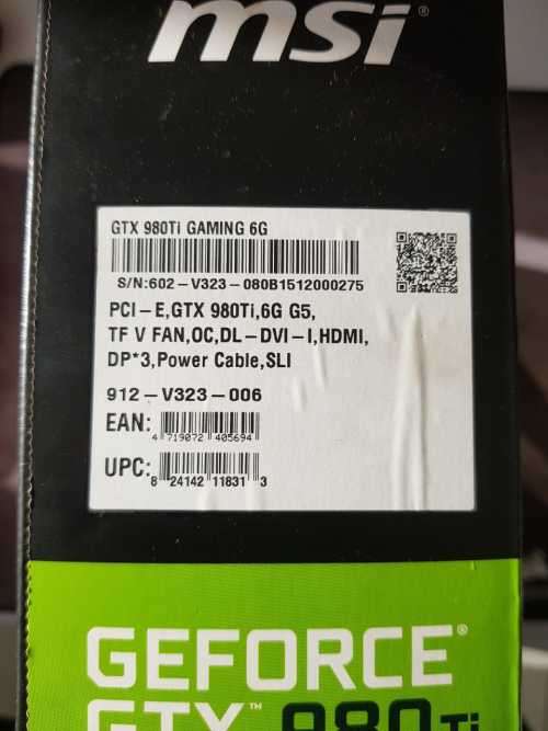 MSI Graphics Card**GEFORE 980 Ti 6GIG* please read description as card sold for spares