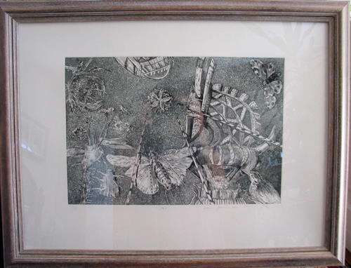 Etching titled "Star' by Louis Jansen van Vuuren