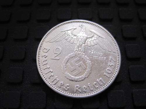 1937 Silver 90%  2 NAZI GERMAN REICHMARK - PAYPAL ONLY-+ Silver Gift