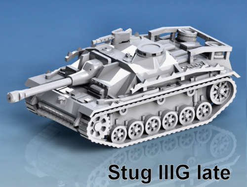 1:87 Scale - Stug III G - Late, Saukopf, Rails