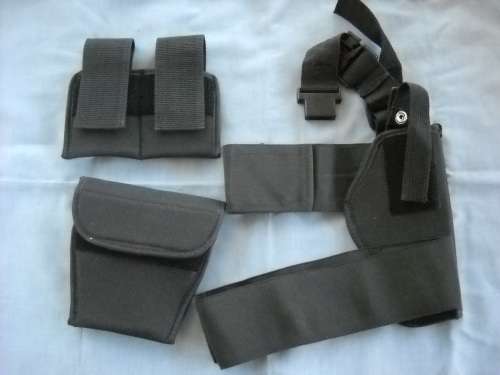 Pistol Drop Leg Holster + Magazine Holster + Cuffs Holster (EX SWAT Member)