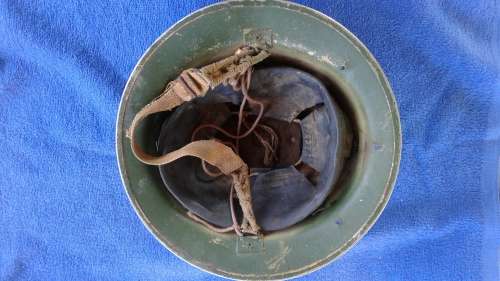 WW 2 Military Old Metal Helmet with inner (Name & Rank on helmet)