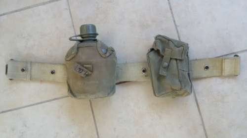 SADF - SA ARMY : Border War Webbing Belt + Mag Pouch + Water Bottle