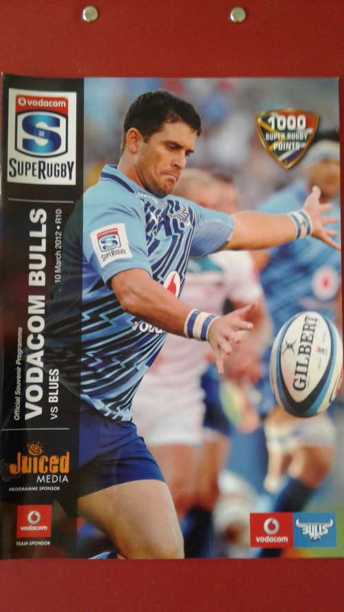 Rugby Program - SupeRugby 2012 - Bulls vs Blues (1000 x S/Rugby Points Morne Steyn)