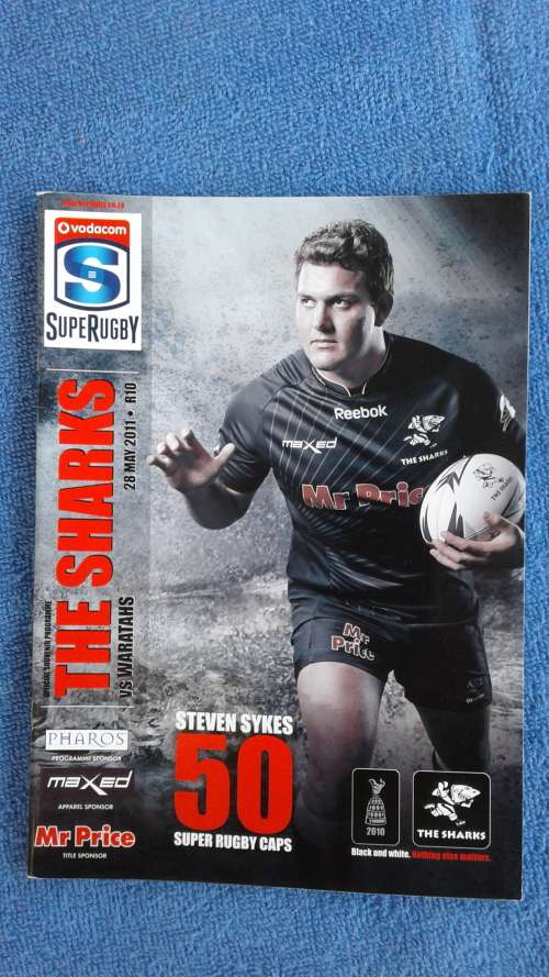 Rugby Program - SupeRugby 2011 - Sharks vs Waratahs  " 50 S-Caps Steven Sykes "