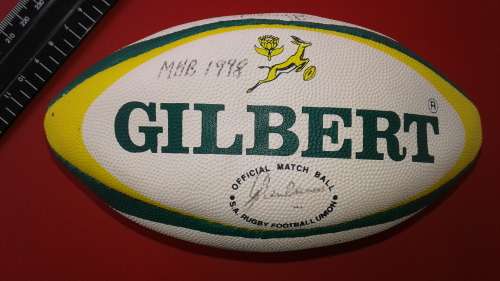 Mini Springbok Rugby Gilbert Ball with Unknown Signatures / Autographs