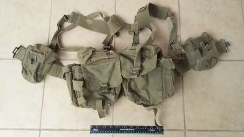 SA Army - SADF = Border War Green Web Kidney, Yoke & 2 x Ammo Pouches