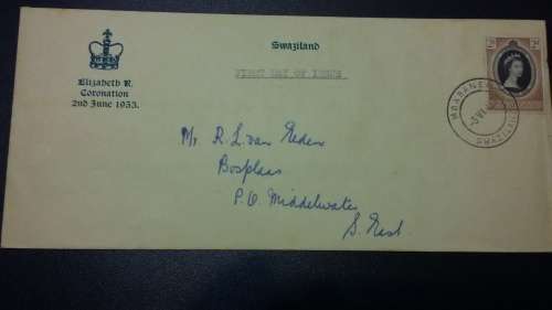 Sale - Stamps "FDC" First Day Cover :  SWAZILAND 1953 Queen Elizabeth R Coronation