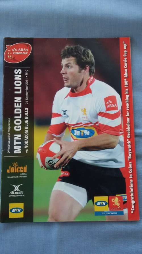 Rugby Program - Currie Cup 2011 - Lions vs Bulls - 100 Cap Cobus Grobbelaar