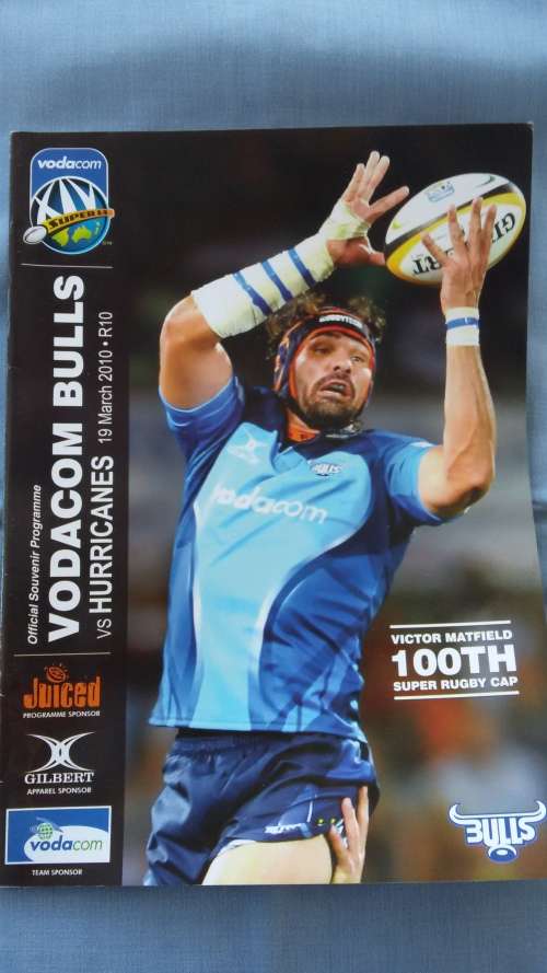 Rugby Program - Super 14 2010 - Bulls vs Hurricanes 100 Super Cap V Matfield