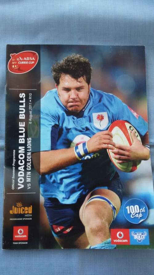 Rugby Program - Currie Cup 2011 - Bulls vs Lions 100 Cap