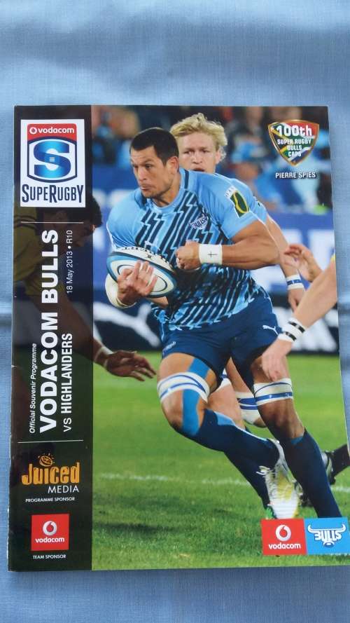 Rugby Program - SupeRugby 2013 - Bulls vs Highlanders 100 S-Cap Pierre Spies