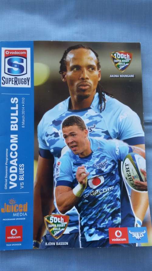 Rugby Program - SupeRugby 2014 - Bulls vs Blues 100 Cap Ndungane + 50 Cap Basson