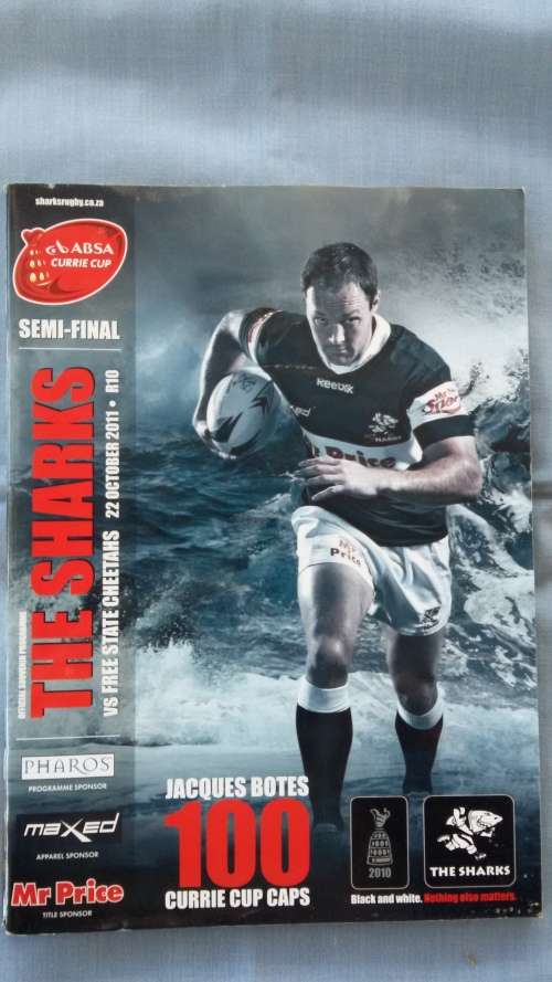 Rugby Program - Currie Cup 2011 - Sharks vs Cheetahs J Botes 100 Caps