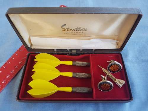 Stratton England Double Top Box - Darts and Cufflinks and Tie Clip Set
