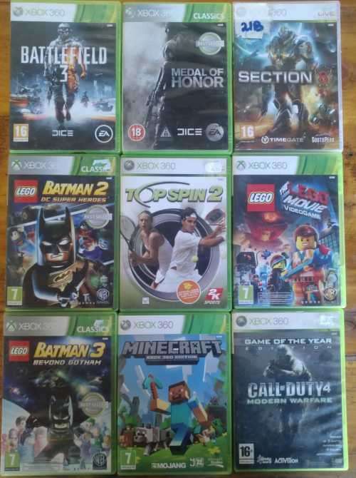 Xbox 360 console, 2 x controllers, kinect, 20 games
