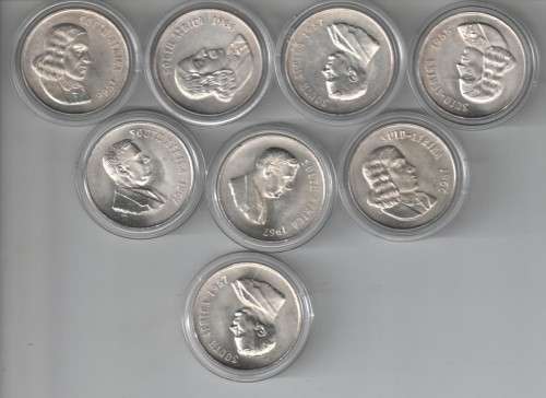 BID PER COIN -  EIGHT SILVER R1 COINS, SOME COULD BE UNCIRCULATED, REFER SCANS......ENCAPSULATED
