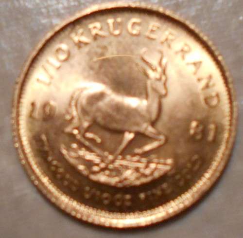 1981 - 1/10th.OUNCE FINE GOLD UNCIRCULATED KRUGERRAND.