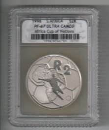 1996 RSA SILVER R2 GRADED PF-67 ULTRA CAMEO- AFRICA CUP OF NATIONS