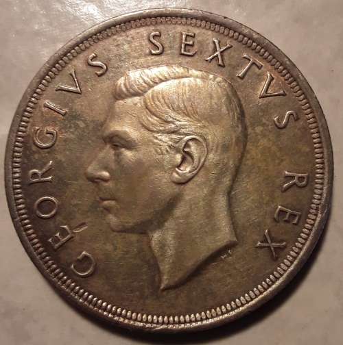 UNION 1952 SILVER CROWN, DAMAGE TO RIM JUST ABOVE THE DATES, A NICE COIN, IN CAPSULE