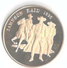 1.3 Ounce Gold Plated Silver Medallion, JAMESON RAID, YEARS 1895 - 1896.