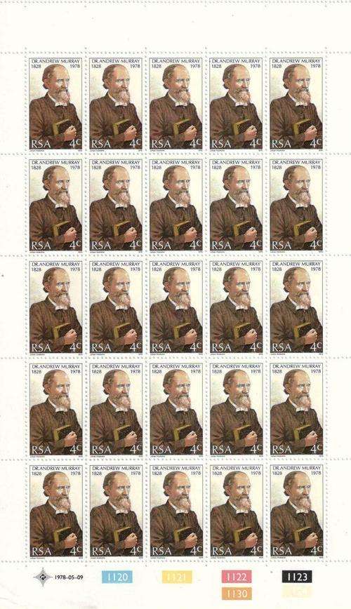 1978 FULL SHEET of 25 UMM STAMPS  DR. ANDREW MURRAY...ISSUED MAY 9, 1978