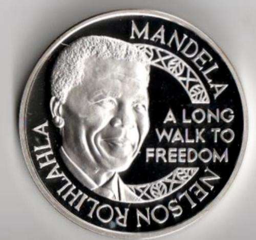 Mint of Norway, Mandela/De Klerk Long Walk To Freedom, Proof One Ounce Silver Medallion.