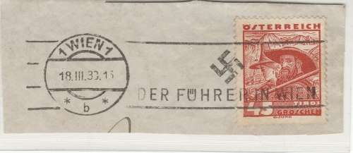 AUSTRIA INTERESTING POSTMARK WITH A SWASTIKA PRE 2ND WORLD
