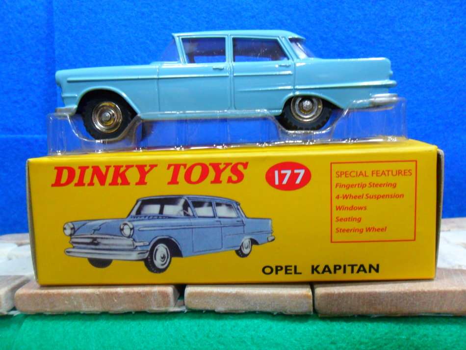 RARE STUNNING ATLAS DINKY NO 177  OPEL KAPITAN  [ BLUE  VERSION ] ABSOLUTELY MINT BOXED .