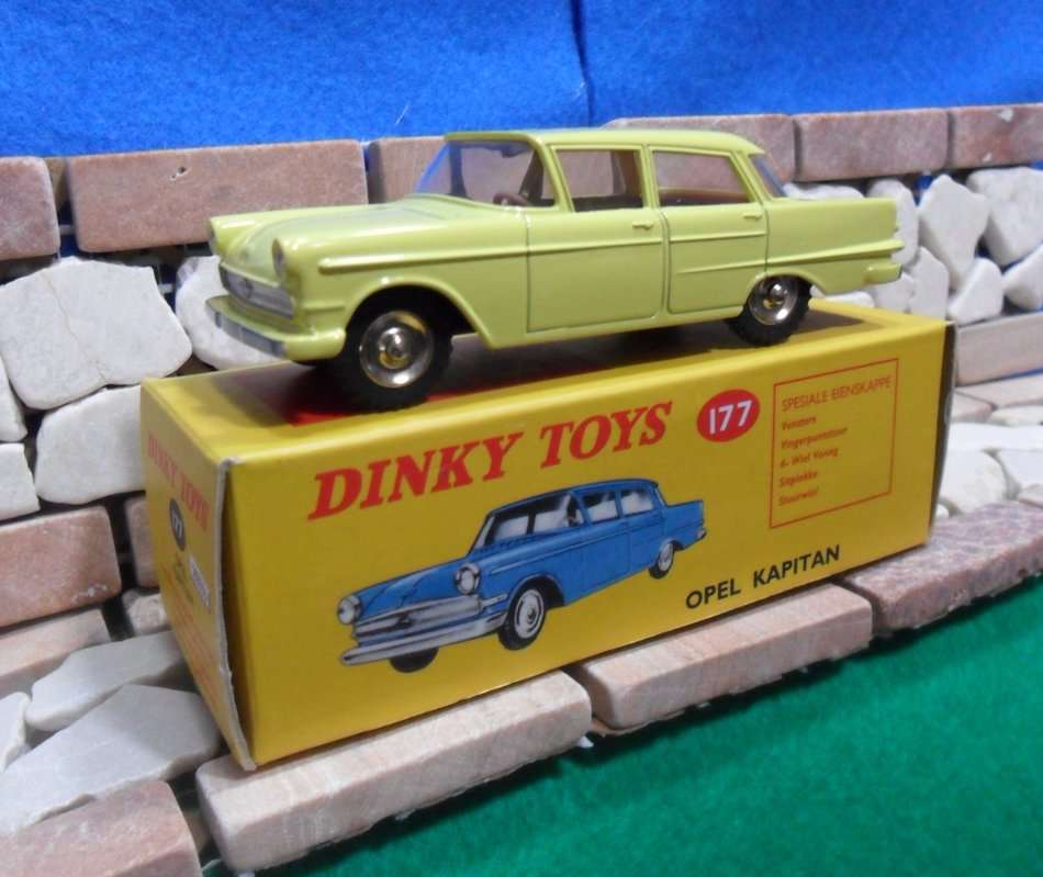 RARE STUNNING ATLAS DINKY NO 177  OPEL KAPITAN  ( YELLOW  VERSION ) MINT WITH THE ORIGINAL SA BOX.