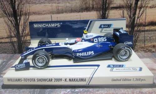LTD EDIT MINICHAMPS 400 090087 - WILLIAMS-TOYOTA SHOWCAR  2009 ` K. NAKAJIMA `  MINT IN DISPLAY CASE