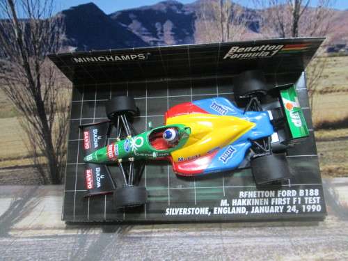 EXTREMELY RARE, MINICHAMPS  400 890219 - 1990 BENETTON FORD B188  - M. HAKKINEN  - MINT IN DISP CASE
