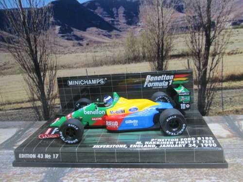 EXTREMELY RARE, MINICHAMPS  400 890219 - 1990 BENETTON FORD B188  - M. HAKKINEN  - MINT IN DISP CASE