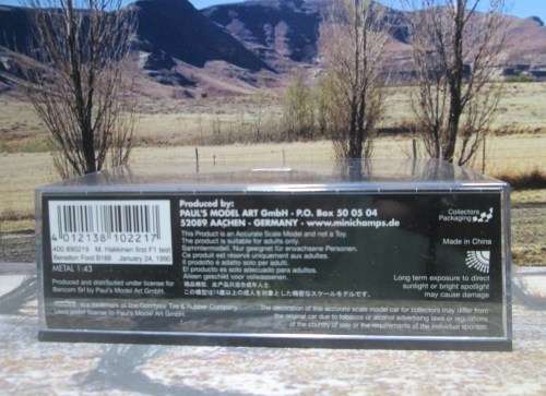 EXTREMELY RARE, MINICHAMPS  400 890219 - 1990 BENETTON FORD B188  - M. HAKKINEN  - MINT IN DISP CASE