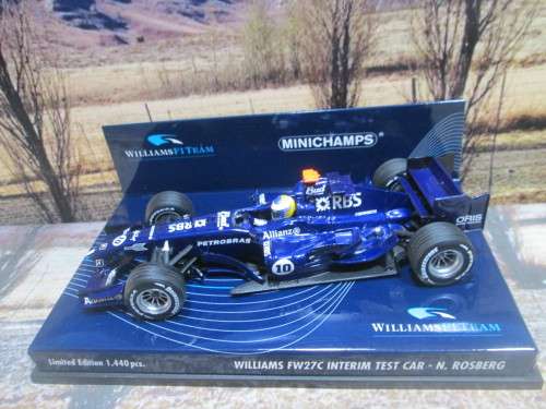 VERY RARE,  LTD EDIT MINICHAMPS 400 050110 - WILLIAMS FW 27C  ` NICO ROSBERG  ` MINT IN DISPLAY CASE