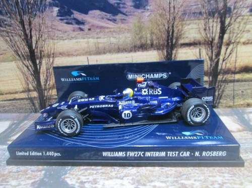 VERY RARE,  LTD EDIT MINICHAMPS 400 050110 - WILLIAMS FW 27C  ` NICO ROSBERG  ` MINT IN DISPLAY CASE