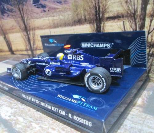 VERY RARE,  LTD EDIT MINICHAMPS 400 050110 - WILLIAMS FW 27C  ` NICO ROSBERG  ` MINT IN DISPLAY CASE