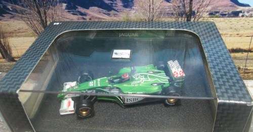HOT WHEELS  NO 26753   2000  JAGUAR  R1  ` JOHNNY  HERBERT  ` -  MINT  -  BOXED WITH  DISPLAY CASE