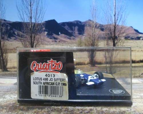 QUARTZO  NO 4013  -  LOTUS 49B  ` JO  SIFFERT ` 4TH SOUTH AFRICAN  G.P. 1969 -  MINT IN DISPLAY CASE