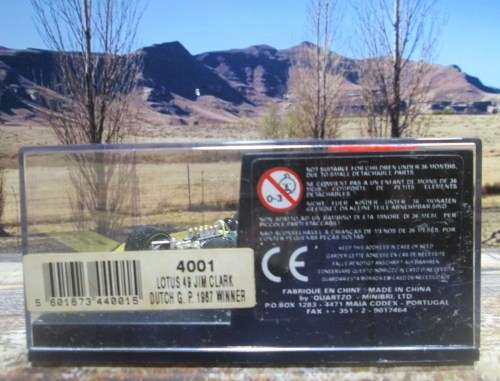 QUARTZO  NO 4001  -  1967 LOTUS 49  ` JIM CLARK  ` WINNER 1967 DUTCH  G.P.  MINT IN DISPLAY CASE