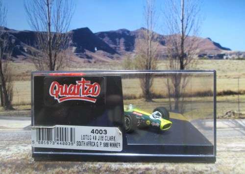 QUARTZO NO 4003 -  1968 LOTUS 49  ` JIM CLARK  ` WINNER 1968 SOUTH AFRICA G.P.  MINT IN DISPLAY CASE