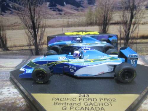 STUNNING ONYX  243 -  PACIFIC FORD PR02  `BERTRAND GACHOT `` 1995 CANADA G.P. - MINT IN DISPLAY CASE