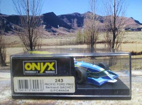 STUNNING ONYX  243 -  PACIFIC FORD PR02  `BERTRAND GACHOT `` 1995 CANADA G.P. - MINT IN DISPLAY CASE