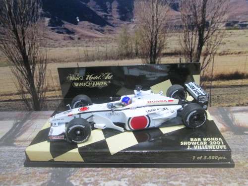 LTD EDIT MINICHAMPS 430 010079 -  BAR HONDA SHOWCAR 2001   ` j . VILLENEUVE  ` MINT IN DISPLAY CASE