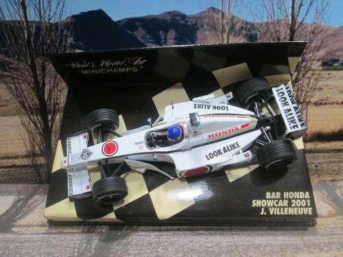 LTD EDIT MINICHAMPS 430 010079 -  BAR HONDA SHOWCAR 2001   ` j . VILLENEUVE  ` MINT IN DISPLAY CASE