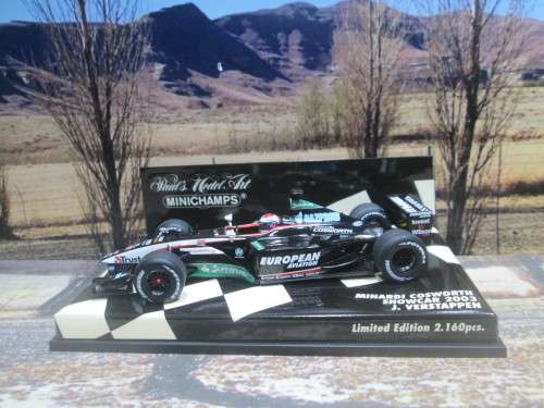 LTD EDIT MINICHAMPS 400 030089 - MINARDI COSWORTH SHOWCAR 2003 `J. VERSTAPPEN ` MINT IN DISPLAY CASE
